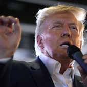Former President Donald Trump speaks to supporters during a visit to the Iowa State Fair on Aug. 12 in Des Moines, Iowa. (AP Photo/Charlie Neibergall)