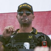 Proud Boys leader Henry &quot;Enrique&quot; Tarrio wears a hat that says The War Boys during a rally in Portland, Ore., on Sept. 26, 2020. The Justice Department said Thursday, Aug. 17, 2023, it is seeking 33 years in prison for Tarrio, convicted of seditious conspiracy in one of the most serious cases to emerge from the Jan. 6, 2021, attack on the U.S. Capitol. (AP Photo/Allison Dinner, File)