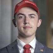 In this Tuesday, Aug. 25, 2020, image from video provided by the RNC, Nicholas Sandmann wears a &quot;Make America Great Again&quot; hat as he speaks from Washington, during the second night of the Republican National Convention. (Committee on Arrangements for the 2020 Republican National Committee via AP) ** FILE **