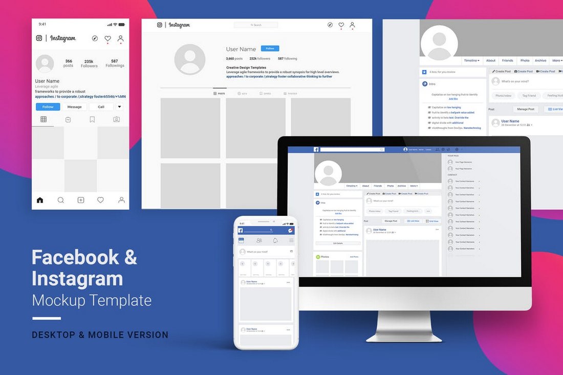 Facebook & Instagram Mockup Template